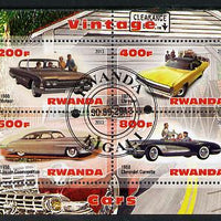 Rwanda 2013 Vintage Cars #1 perf sheetlet containing 4 values fine cto used