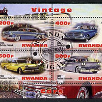 Rwanda 2013 Vintage Cars #3 perf sheetlet containing 4 values fine cto used