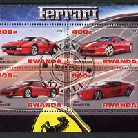 Rwanda 2013 Ferrari Cars #1 perf sheetlet containing 4 values fine cto used