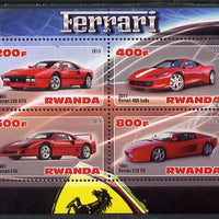 Rwanda 2013 Ferrari Cars #1 perf sheetlet containing 4 values unmounted mint