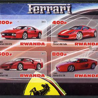 Rwanda 2013 Ferrari Cars #1 imperf sheetlet containing 4 values unmounted mint