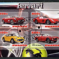 Rwanda 2013 Ferrari Cars #2 perf sheetlet containing 4 values fine cto used