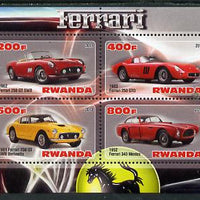 Rwanda 2013 Ferrari Cars #2 perf sheetlet containing 4 values unmounted mint