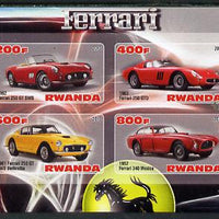 Rwanda 2013 Ferrari Cars #2 imperf sheetlet containing 4 values unmounted mint