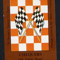 Match Box Labels - Chequers (No.20 from a series of 50 Pub signs) dark brown background, very fine unused condition (St George's Taverns)