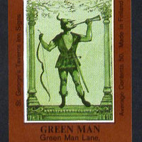 Match Box Labels - Green Man (No.33 from a series of 50 Pub signs) dark brown background, very fine unused condition (St George's Taverns)