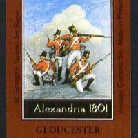 Match Box Labels - Gloucester (No.38 from a series of 50 Pub signs) dark brown background, very fine unused condition (St George's Taverns)