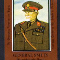 Match Box Labels - General Smuts (No.40 from a series of 50 Pub signs) dark brown background, very fine unused condition (St George's Taverns)