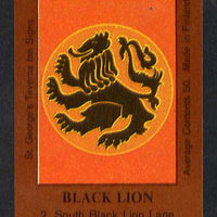 Match Box Labels - Black Lion (No.45 from a series of 50 Pub signs) dark brown background, very fine unused condition (St George's Taverns)