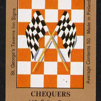 Match Box Labels - Chequers (No.20 from a series of 50 Pub signs) light brown background, very fine unused condition (St George's Taverns)