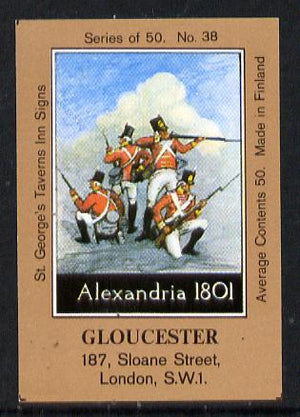 Match Box Labels - Gloucester (No.38 from a series of 50 Pub signs) light brown background, very fine unused condition (St George's Taverns)