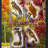 Chad 2013 Birds - Owls #2 perf sheetlet containing 4 values fine cto used