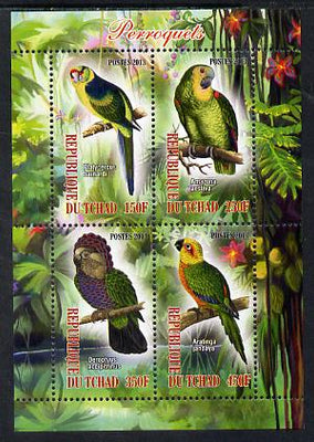 Chad 2013 Birds - Parrots perf sheetlet containing 4 values unmounted mint