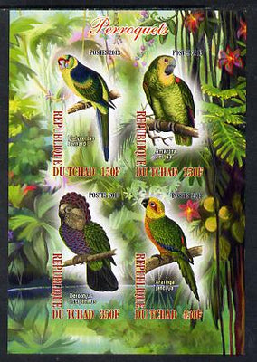 Chad 2013 Birds - Parrots imperf sheetlet containing 4 values unmounted mint