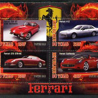 Chad 2013 Ferrari Cars #1 perf sheetlet containing 4 values unmounted mint