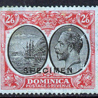 Dominica 1923-33 KG5 Badge 2s6d black & red on blue overprinted SPECIMEN with gum and only about 400 produced SG 85s