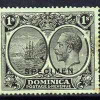 Dominica 1923-33 KG5 Badge 1s black on emerald overprinted SPECIMEN with gum and only about 400 produced SG 83s