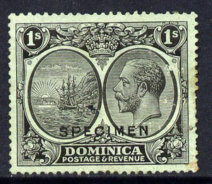 Dominica 1923-33 KG5 Badge 1s black on emerald overprinted SPECIMEN with gum and only about 400 produced SG 83s