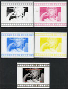 Chad 2013 Marilyn Monroe #2 individual deluxe sheetlet - the set of 5 imperf progressive colour proofs comprising the 4 basic colours plus all 4-colour composite unmounted mint.