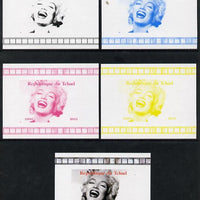 Chad 2013 Marilyn Monroe #4 individual deluxe sheetlet - the set of 5 imperf progressive colour proofs comprising the 4 basic colours plus all 4-colour composite unmounted mint.