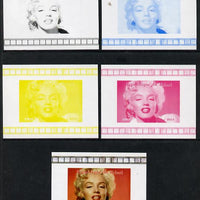 Chad 2013 Marilyn Monroe #6 individual deluxe sheetlet - the set of 5 imperf progressive colour proofs comprising the 4 basic colours plus all 4-colour composite unmounted mint.