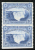 Southern Rhodesia 1932 KG5 Victoria Falls 3d deep ultramarine vertical pair with horizontal perfs omitted,'Maryland' unused forgery, as SG 30a - the word Forgery is printed on the back and comes on a presentation card with descriptive notes