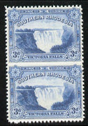 Southern Rhodesia 1932 KG5 Victoria Falls 3d deep ultramarine vertical pair imperf between,'Maryland' unused forgery, as SG 30b - the word Forgery is printed on the back and comes on a presentation card with descriptive notes