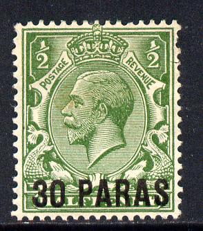 British Levant 1921 30pa on KG5 1/2d green mounted mint SG 41