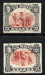 Nyassa Company 1901 Dromedaries 75r with inverted centre plus normal both mounted mint, SG 34a