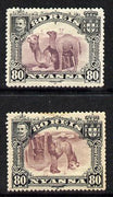 Nyassa Company 1901 Dromedaries 80r with inverted centre plus normal both mounted mint, SG 35a