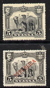 Nyassa Company 1911 Dromedaries 5r with REPUBLICA overprint omitted plus normal both mounted mint, SG 54var