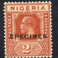 Nigeria 1921-32 KG5 Script CA 2d chestnut opt'd SPECIMEN fine without gum and only about 400 produced SG 19s