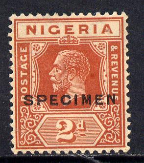 Nigeria 1921-32 KG5 Script CA 2d chestnut opt'd SPECIMEN fine without gum and only about 400 produced SG 19s