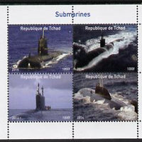 Chad 2014 Submarines #1 perf sheetlet containing 4 values unmounted mint. Note this item is privately produced and is offered purely on its thematic appeal. .