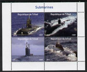 Chad 2014 Submarines #1 perf sheetlet containing 4 values unmounted mint. Note this item is privately produced and is offered purely on its thematic appeal. .