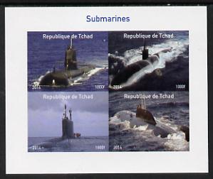 Chad 2014 Submarines #1 imperf sheetlet containing 4 values unmounted mint. Note this item is privately produced and is offered purely on its thematic appeal. .