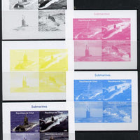 Chad 2014 Submarines #1 sheetlet containing 4 values - the set of 5 imperf progressive proofs comprising the 4 individual colours plus all 4-colour composite, unmounted mint.