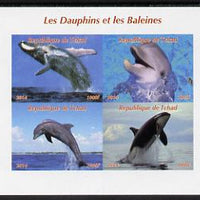 Chad 2014 Whales & Dolphins imperf sheetlet containing 4 values unmounted mint. Note this item is privately produced and is offered purely on its thematic appeal. .