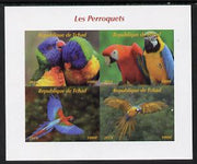 Chad 2014 Parrots #4 imperf sheetlet containing 4 values unmounted mint. Note this item is privately produced and is offered purely on its thematic appeal. .