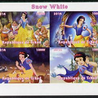 Chad 2014 Walt Disney's Snow White imperf sheetlet containing 4 values unmounted mint. Note this item is privately produced and is offered purely on its thematic appeal. .