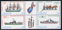 Italy 1980 Ship-building 3rd series se-tenant block of 6 (4 stamps plus 2 labels) unmounted mint SG 1691a