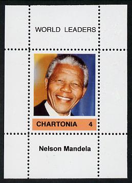 Chartonia (Fantasy) World Leaders - Nelson Mandela perf deluxe sheet on thin glossy card unmounted mint