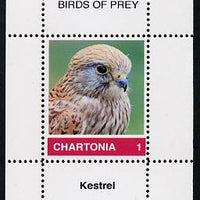 Chartonia (Fantasy) Birds of Prey - Kestrel perf deluxe sheet on thin glossy card unmounted mint