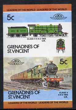 St Vincent - Grenadines 1984 Locomotives #2 (Leaders of the World) 5c (4-4-2 Class V) se-tenant proof pair as issued but imperforate (as SG 313a) unmounted mint