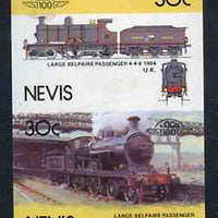 Nevis 1985 Locomotives #4 (Leaders of the World) Belpaire 4-4-0 30c se-tenant proof pair as issued but imperforate (as SG 299a) unmounted mint