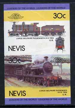 Nevis 1985 Locomotives #4 (Leaders of the World) Belpaire 4-4-0 30c se-tenant proof pair as issued but imperforate (as SG 299a) unmounted mint