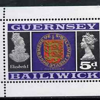 Guernsey 1969 Arms & Elizabeth I 5d Booklet Pane (stamp with margins all round) SG 19a