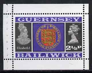 Guernsey 1973 Arms & Elizabeth I 2.5p Booklet Pane (stamp with margins all round) SG 48ba