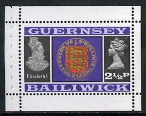 Guernsey 1973 Arms & Elizabeth I 2.5p Booklet Pane (stamp with margins all round) SG 48ba