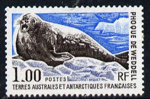 French Southern & Antarctic Territories 1976 Weddell Seal 1f unmounted mint SG 101